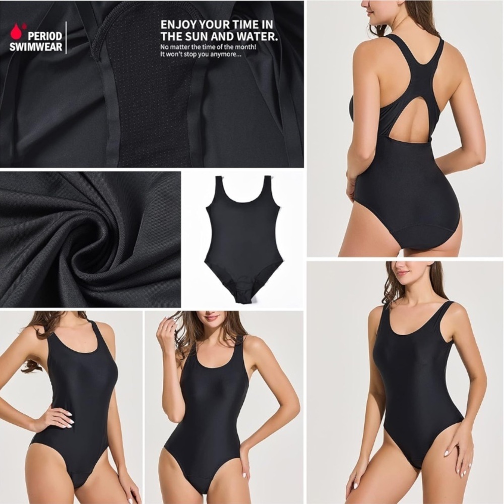 Feity Leakproof Period Monokini Swimsuit L black 12-Hour Protection convertible - Picture 5 of 10